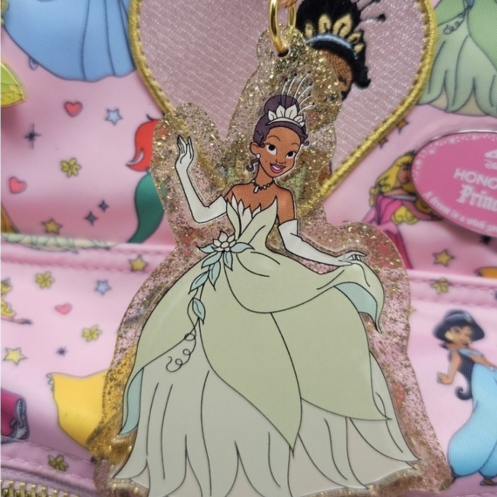 Disney Tiana Glitter Keychain in Gold and Green
